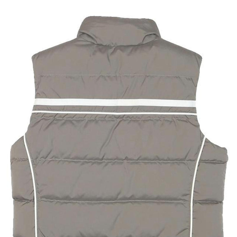 NIKE Womens Grey & White Quilted Gilet XS Polyester Blend Sleeveless Zip