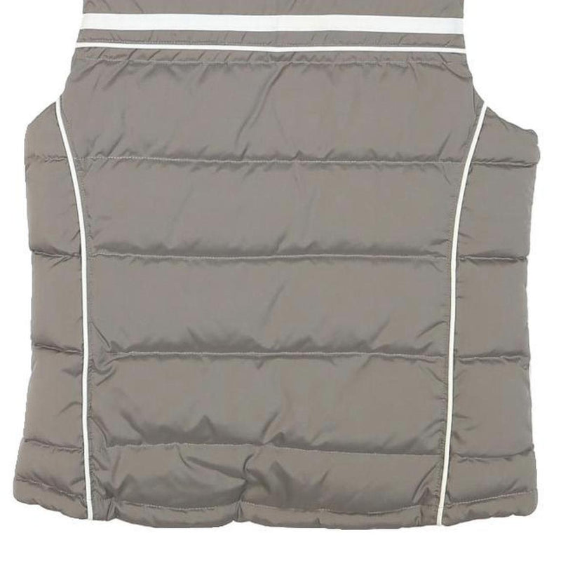 NIKE Womens Grey & White Quilted Gilet XS Polyester Blend Sleeveless Zip