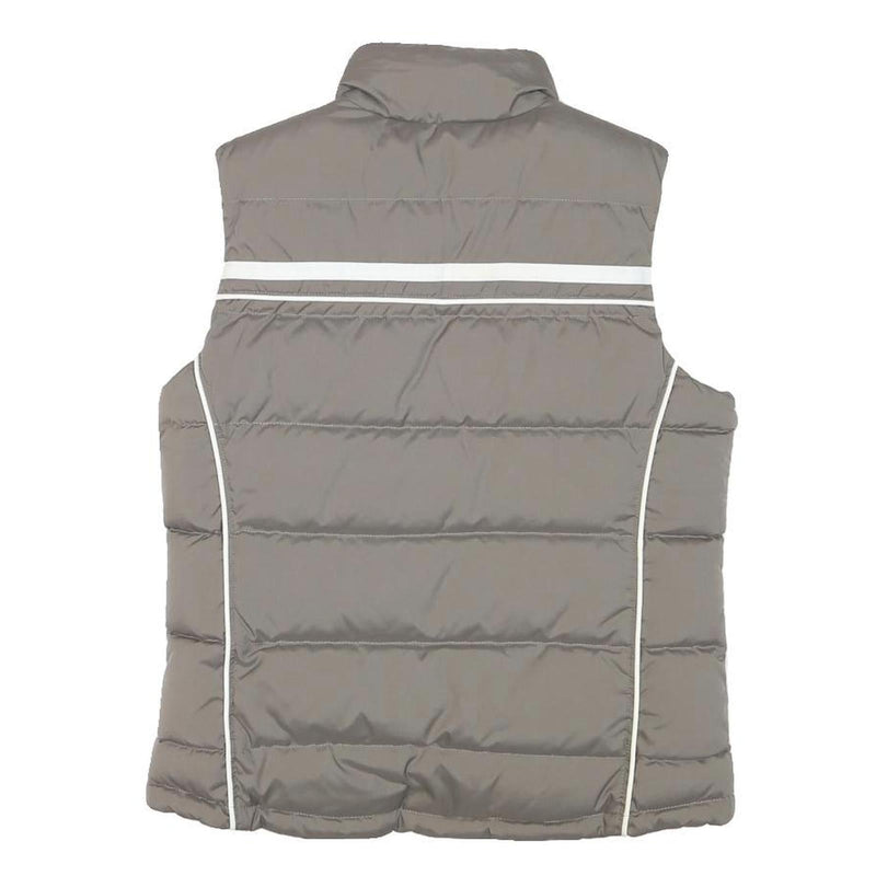 NIKE Womens Grey & White Quilted Gilet XS Polyester Blend Sleeveless Zip