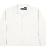 BASIC EDITIONS Mens White Cotton Shirt L Button Pocket Long Sleeve Classic Style