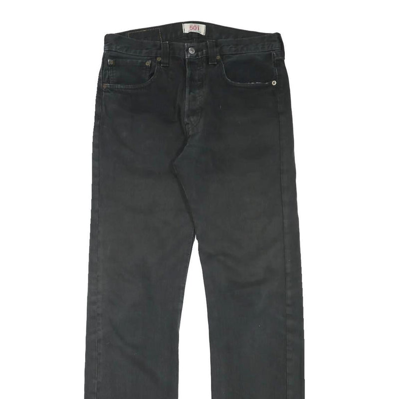 LEVI'S 501 Mens Jeans Black Regular Straight Denim W30 L34 Classic Button Fly