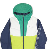 COLUMBIA Womens Blue Green & Yellow Zip Jacket S Polyester Blend Colourblock