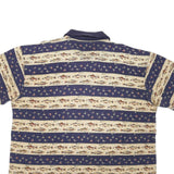 WOOLRICH Mens Navy & Beige Fish Pattern Short Sleeve Polo Shirt XL Casual Cotton