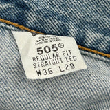 505 Levis Jeans - 36W 29L Blue Cotton