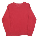 TOMMY HILFIGER Womens Red Patterned Crew Neck Jumper Basic Knit S Cotton Blend