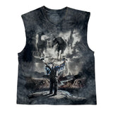 Native American The Mountain Single Stitch Vest - Large Grey Cotton