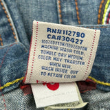 True Religion Contrast Stitch Denim Shorts - 34W 12L Blue Cotton