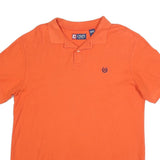 CHAPS Mens Orange Short Sleeve Plain L Polo Shirt Cotton Blend Casual