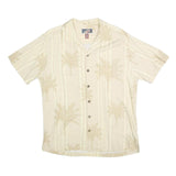 LA CABANA Mens Beige Cotton Short Sleeve Shirt M Palm Tree Print Casual Summer
