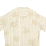 LA CABANA Mens Beige Cotton Short Sleeve Shirt M Palm Tree Print Casual Summer
