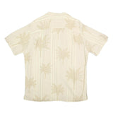 LA CABANA Mens Beige Cotton Short Sleeve Shirt M Palm Tree Print Casual Summer