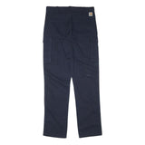 CARHARTT Mens Relaxed Navy Blue Cargo Trousers W32 L34 Cotton Blend Zip