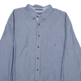 NAUTICA Mens Blue & White Striped Shirt 2XL Cotton Button-Down Long Sleeve