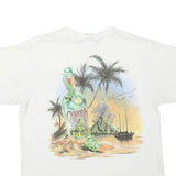 CARIBBEAN SURF Mens White Cotton Blend L Short Sleeve Crew Neck Graphic T-Shirt