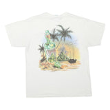 CARIBBEAN SURF Mens White Cotton Blend L Short Sleeve Crew Neck Graphic T-Shirt