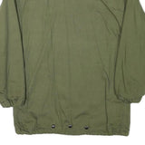 Mens Green Plain Casual Jacket XS Polyester Blend Zip Front Military Style