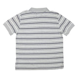TOMMY HILFIGER Mens Grey & White Striped Short Sleeve Polo Shirt 2XL Cotton
