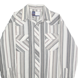 WRANGLER Mens White & Grey Striped Western Shirt M Cotton Blend Long Sleeve