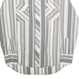 WRANGLER Mens White & Grey Striped Western Shirt M Cotton Blend Long Sleeve