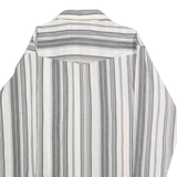 WRANGLER Mens White & Grey Striped Western Shirt M Cotton Blend Long Sleeve