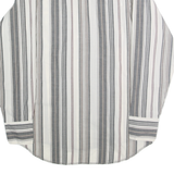 WRANGLER Mens White & Grey Striped Western Shirt M Cotton Blend Long Sleeve
