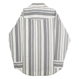 WRANGLER Mens White & Grey Striped Western Shirt M Cotton Blend Long Sleeve