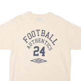 UMBRO Mens Cream Football Authentics Graphic T-Shirt L Short Sleeve Crew Neck