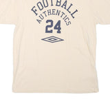 UMBRO Mens Cream Football Authentics Graphic T-Shirt L Short Sleeve Crew Neck