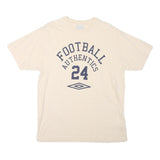UMBRO Mens Cream Football Authentics Graphic T-Shirt L Short Sleeve Crew Neck