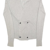 ALL SAINTS Womens Cream Cardigan Plain V-Neck Basic Knit M Linen Blend Stylish