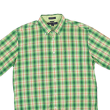TOMMY HILFIGER Mens Green & Orange Check Shirt M Short Sleeve Button-Down Casual