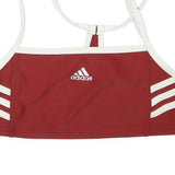 ADIDAS Womens Red & White Sports Crop Top Sleeveless Crew Neck S Athletic Gym
