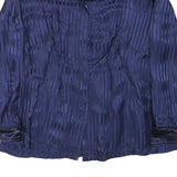 HUONG TRAM Womens Blue Printed Shirt Long Sleeve Collared Size S Rayon Satin