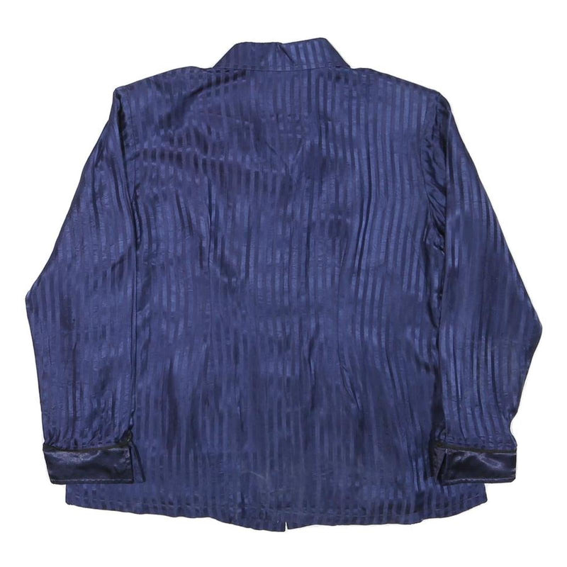 HUONG TRAM Womens Blue Printed Shirt Long Sleeve Collared Size S Rayon Satin