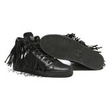 HOGAN Women’s Fringe Lace-Up Black Leather High Top Trainers UK 5.5 Stylish