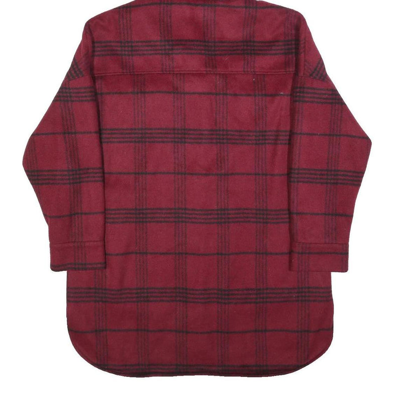 TWIN TIP Womens Red & Black Check Jacket M Polyester Hooded Button Closure