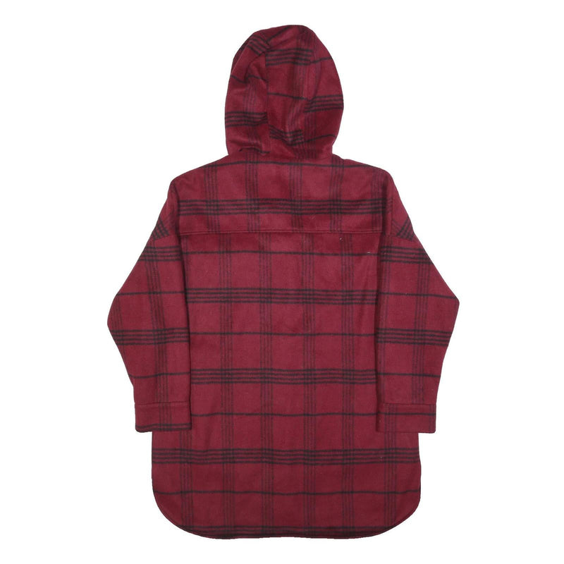 TWIN TIP Womens Red & Black Check Jacket M Polyester Hooded Button Closure