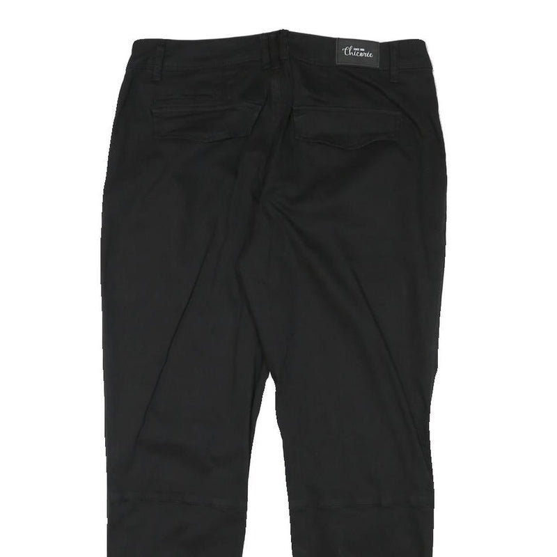 CHICOREE Womens Black Cotton Blend Slim Straight Trousers W31 L27 Zip Closure