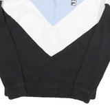 FILA Mens Blue & White & Black Quarter Zip Sweatshirt S Cotton Blend Sports