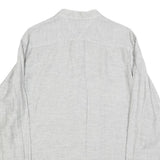 TOMMY HILFIGER Mens Grey & White Linen Blend Shirt M Long Sleeve Casual