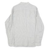TOMMY HILFIGER Mens Grey & White Linen Blend Shirt M Long Sleeve Casual