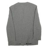 Womens Black & Grey Classic Button Jacket M Woven Houndstooth Pattern