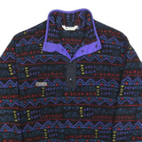 COLUMBIA Mens Black & Purple Patterned Pullover Jumper Crew Neck Waffle Knit M
