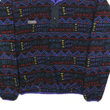 COLUMBIA Mens Black & Purple Patterned Pullover Jumper Crew Neck Waffle Knit M