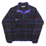 COLUMBIA Mens Black & Purple Patterned Pullover Jumper Crew Neck Waffle Knit M