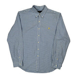 Slim Fit Ralph Lauren Checked Shirt - XL Blue Cotton