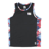 NBA Mens Black & Red Blue Graphic Vest M Sleeveless Crew Neck Basketball T-Shirt