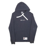 CHAMPION Mens Navy Blue Hoodie S Cotton Blend Classic Pullover Hooded Sweatshirt
