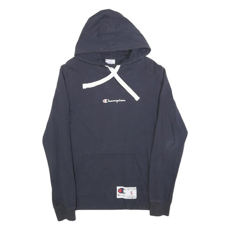 CHAMPION Mens Navy Blue Hoodie S Cotton Blend Classic Pullover Hooded Sweatshirt
