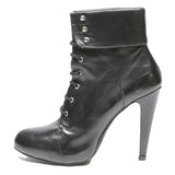 VERO CUOLO Womens Lace-Up Black Leather High Heel Ankle Boots UK 5 Stylish